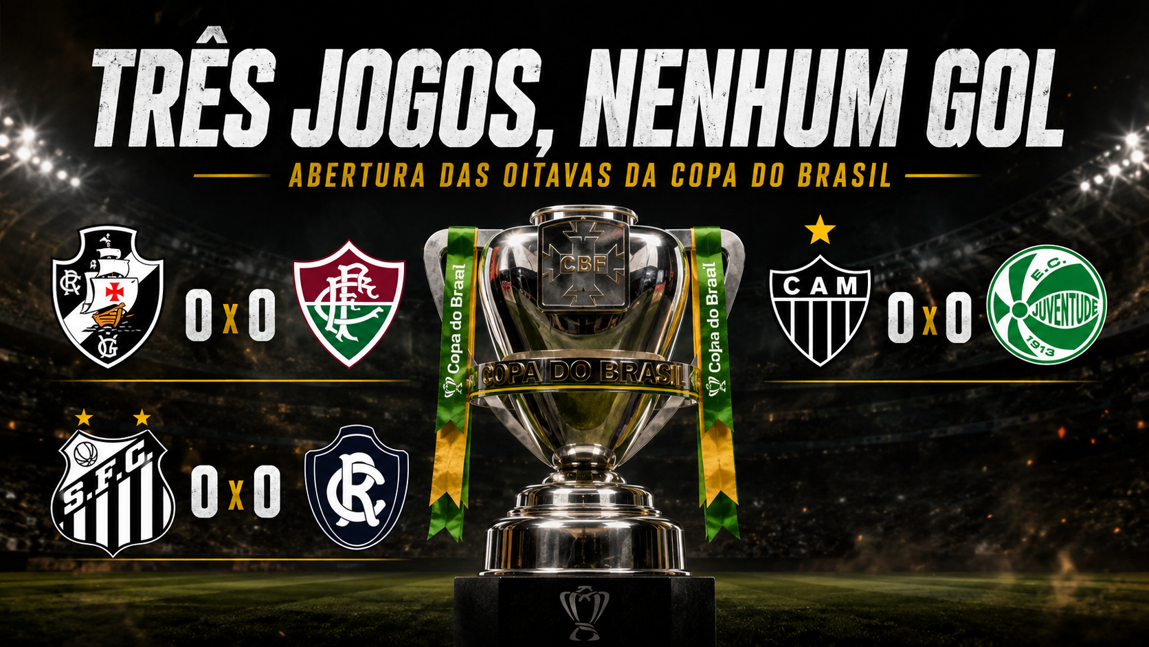 Copa do Brasil abre oitavas com três empates sem gols