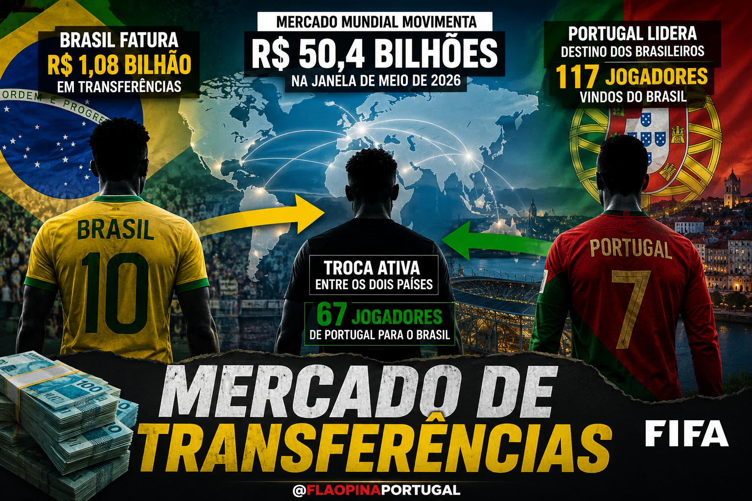 Mercado de transferências: Brasil fatura R$ 1,08 bi